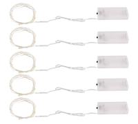 Guirlande lumineuse décoration de Noël fil lumineux chaîne lumineuse décorative, plastique métal argent, batterie, 20x LED 3000K blanc chaud, L 220 cm, lot de 5