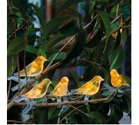 Guirlande lumineuse d'extérieur 2m - 5 oiseaux lumineux blancs - Alimentation solaire orientable - Résistante aux intempéries
