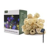Guirlande Lumineuse d'Extérieur Solaire, 30 LEDs RVB en Forme de Boule de Rotin, 6M, 8 Modes, Certificat CE et RoHS