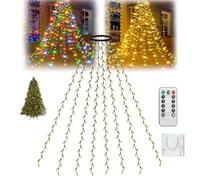 Guirlande lumineuse en cascade pour sapin de Noël, 8 modes, 100 à 600 LED, guirlande lumineuse pour intérieur et extérieur, avec télécommande, alimentation USB (RGB, 6.6ft 280 Lights)