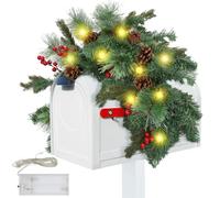 Guirlande lumineuse en forme de pomme de pin pour boîte aux lettres de Noël de 88,9 cm avec 20 DEL, guirlande lumineuse de 2 m, guirlande lumineuse de pommes de pin rouges, guirlande d'hiver pour