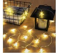 Guirlande Lumineuse Etoilée 6M, 40 LED - 2 Modes, Fonctionne à Piles - Déco Noël, Mariage, Anniversaire - Blanc Chaud