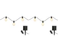 Guirlande lumineuse extérieur 10 globes transparents raccordable LED blanc chaud PARTY CLEAR HYBRID 8m solaire et sur secteur (Lot de 2)