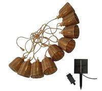 Guirlande lumineuse extérieur raccordable 10 abat-jour en poly rotin FORMENTERA BIG HYBRID blanc chaud 8m solaire et sur secteur