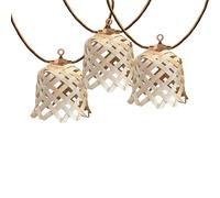 Lumisky Guirlande solaire NOYA HYBRID 10 abat-jour en bambou 8 m LED blanc chaud beige