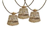 Guirlande lumineuse extérieur raccordable 10 abat-jour naturels en rotin SAMOA LIGHT HYBRID LED blanc chaud 8m solaire et sur secteur