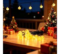 Guirlande Lumineuse Extérieur Solaire, 60 LED 11 m, Blanc Chaud, IP65, Résistante à l'hiver, Capteur Crépusculaire, 12 Heures de Lumière Continue, pour Jardin, Patio, Mariage, Fête, Noël