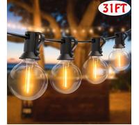 Guirlande Lumineuse Extérieure,31FT Guirlande Guinguette LED G40 Ampoules 15+2 Rechange,Guirlande Exterieur Étanche.