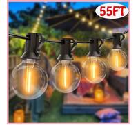 Guirlande Lumineuse Extérieure 55FT/16.7M Guirlande Guinguette LED G40 Ampoules 25+2 Rechange Guirlande Exterieur Étanche