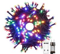 Guirlande Lumineuse Exterieure Electrique, 10M 100LED Guirlande Noel Sapin | Télécommande, Minuterie, 8 Modes, Etanche, pour Jardin Terrasse Cour Mariage Interieur Noel Decoration, Blanc Chaud