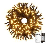 Guirlande Lumineuse Exterieure Electrique, 20M 200LED Guirlande Noel Sapin | Télécommande, Minuterie, 8 Modes, Etanche, pour Jardin Terrasse Cour Mariage Interieur Noel Decoration, Blanc Chaud