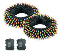 Guirlande Lumineuse Exterieure Intérieur 5m/50LEDs Pile Guirlande Lumineuse Sapin Guirlande led par 8 Modes, Minuterie, IP44 Étanche, Guirlande Noel par Chambre, Mariage, 2 Pièces, Multicolore