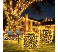 Guirlande Lumineuse Exterieure Solaire,22M & 200 LED 8 Modes-Blanc Chaud | IP65 Étanche Guirlande Solaire Exterieur pour Jardin Terrasse Fête Noël Mariage 2 Pack