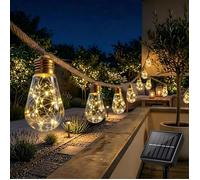 Guirlande Lumineuse Extérieure Solaire,Guinguette 16 Ampoules 8M,Étanche IP65,8 Modes d'Éclairage,Décoration Ambiance pour Jardin