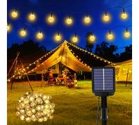 Guirlande Lumineuse Extérieure Solaire Résistante aux Intempéries, 60 LED Blanc Chaud 3M + 10,2M 8 Modes IP65 Guirlande Lumineuse Solaire Extérieure Résistante aux Intempéries, Lanternes pour Balcon