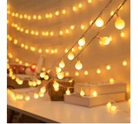 Guirlande Lumineuse Globe,6M 40 LED à Piles Fairy Lights,2Modes Monochrome et Brillant Guirlande Lumineuse Intérieur - Blanc Chaud