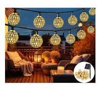 Guirlande lumineuse guinguette LED solaire, 7M 50LED blanc chaud, IP65 étanche, guirlande extérieure pour jardin, terrasse, balcon