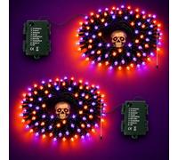 Guirlande Lumineuse Halloween Orange et Violette, Lot de 2, 10M 100LED Alimenté par Piles, 8 Modes & Minuterie 6H, IP65 Étanche, Déco pour Halloween Jardin Balcon Chambre Fête Intérieur Extérieur