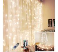 GUIRLANDE LUMINEUSE INTERIEURE Rideau Lumineux 2M x 3M 200 LEDs avec 8 Modes Eclairage Décoration de Fée Mariage Noël Blanc Chaud