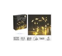 Guirlande lumineuse - KOOPMAN - 160 LED 7,95 m - Blanc chaud - Fil argent - 8 fonctions, IP44