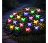 Lampe d'extérieur Chaîne lumineuse solaire Décoration de jardin Lampe d'extérieur, RGB LED changement de couleur, 20x papillon LED, L 470 cm