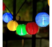 Guirlande Lumineuse Lampe Solaire Exterieur Jardin, 10 LED 3.5M Lampe Lampion Décoration Noël Guirlande Guinguette Lanternes Solaire Etanche IP65 (Multicolore)