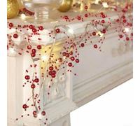 Guirlande Lumineuse LED 2M 20LED Perles Rouges(Red Pearl) | 2 mètres de longueur, 20 LEDs chaudes, perles rouges élégantes, pour idéal salon cheminée