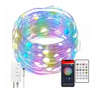 Guirlande Lumineuse LED 5M Synchronisation Musicale Changement de Couleur RGB LED Chaîne Télécommande 40 Touches Microphone Intégré Smart Alexa GOOGLE HOME TUYA, Lumières LED Contrôlées par