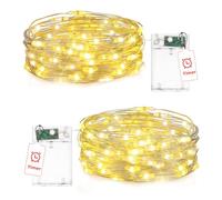 Guirlande Lumineuse LED à Pile avec Minuterie, 2m 20 LED Guirlande LED pour Extérieur et Intérieur, Lumières pour chambre, décoration de mariage, fête, Noël, décoration d'arbre, Blanc chaud 2 pièces