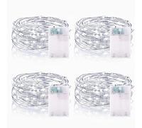 Guirlande Lumineuse LED à Piles 2M 20 LEDs Mini Guirlande LED avec Minuterie Interieur Extérieur Décoration Lumière pour Chambre Noël Mariage Anniversaire Soirée (4 Pièces, Blanc Froid)