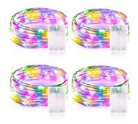 Guirlande Lumineuse LED à Piles 3 Mètres 9.85FT 30LED Micro Guirlande Led Pile Interieur et Extérieur pour Chambre Noël Mariage Sapin Bocaux Décoration (4 Pièces, Coloré)
