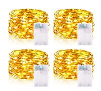 Guirlande Lumineuse LED à Piles 5M 16.5FT 50LED Micro Guirlande Led Pile Interieur et Extérieur pour Chambre Noël Mariage Sapin Bocaux Décoration (4 Pièces, Blanc Chaud)