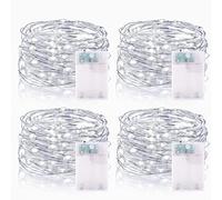Guirlande Lumineuse LED à Piles 5M 16.5FT 50LED Micro Guirlande Led Pile Interieur et Extérieur pour Chambre Noël Mariage Sapin Bocaux Décoration (4 Pièces, Blanc Froid)