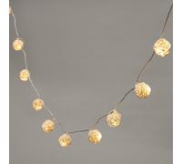 Guirlande Lumineuse LED à Piles avec 16 Boules en Rotin Tressé