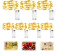Guirlande lumineuse LED avec minuterie - 2 m, 20 ampoules blanc chaud - Guirlande d'intérieur en forme de bougies - Étanche - Décoration en verre - Pour l'intérieur et le jardin.