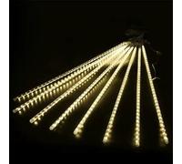 Guirlande lumineuse LED basse tension 50 cm, effet pluie d'étoiles, blanc chaud, 3 m + 10 m, 16 bandes, idéale pour la décoration et l'ambiance.