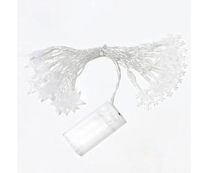 Guirlande lumineuse LED, basse tension, forme d'étoile et flocon de neige, 5 m, lumière blanche chaude, idéale pour décorer et créer une ambiance.