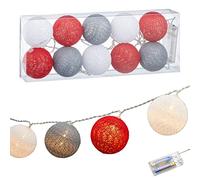 Guirlande Lumineuse LED - Boule de Coton - Diamètre : 6 cm - Blanc, Gris, Rouge - Éclairage Lumineux (1 Boule Ø 6 cm)