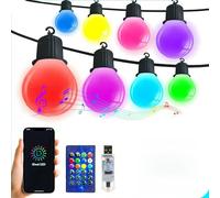 Guirlande lumineuse LED d'extérieur 18 m, étanche IP65, multicolore, alimentée sur secteur, 25 ampoules RVB G40, contrôle par application intelligente et télécommande, pour terrasse, arrière-cour