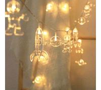 Guirlande lumineuse LED en acrylique transparent Astronaute Fusée Saturne 1,5M lueur douce et chaleureuse Chaîne lumineuse suspendue pour dortoir balcon photobooth Nouvel An vacances chambre Style cos