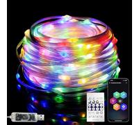 Guirlande lumineuse LED extérieur 10M 100 LED RGB intérieur | Tube LED extérieur USB multicolore, télécommande, app, sync musicale, minuterie, décoration Noël, fête, mariage
