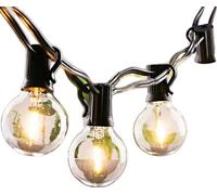 Guirlande lumineuse LED Globus, design vintage, intérieur/extérieur, câble noir, fiche EU, 23M 75lampes