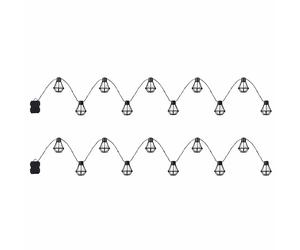 Guirlande lumineuse LED Lampe d'extérieur Lampe de jardin Lanterne Cage Décoration noire, plastique, LED blanc chaud, L 230 cm, lot de 2