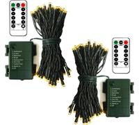 Guirlande lumineuse LED, lot de 2, 5 mètres, 50 LED, fonctionne sur pile, télécommande fournie