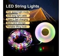 Guirlande lumineuse LED Portable pour Camping, 1800mAh, Rechargeable, 8m, pour tente d'ambiance extérieure, décoration de mariage et de noël, bande étoile