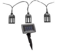 Guirlande lumineuse LED solaire d'extérieur, lampe solaire, décoration de balcon en forme de lanterne, plastique noir, 10x LED blanc chaud, L 200 cm, terrasse