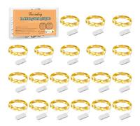 Guirlande Lumineuse [Lot de 20], Mini Guirlande LED a Pile 1M 10 LEDs Fil de Cuivre Intérieur et Extérieur Décoration Lumière pour Chambre Noël Mariage Fête Soirée Maison Jardin (Blanc Chaud)