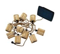 Moovere Okinawa Guirlande lumineuse d'extérieur en fibre de bambou avec 10 lanternes LED 8 mètres de long (solaire + batterie), Blanc