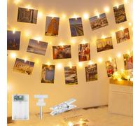 Guirlande Lumineuse Photo, 10M 100 LED Guirlande Photo avec 60 Photo Clips | Guirlande Lumineuse Interieur, Guirlande Led a Pile pour Accroche Photo, Decoration Chambre, Noël, Fête, Mariage