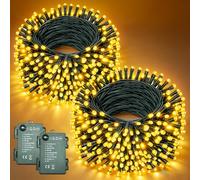 Guirlande Lumineuse Pile Extérieur Intérieur 2x 10M 100 LEDs IP65 Étanche | Guirlande lumineuse pour sapin de Noël avec 8 Modes, Minuteur et Mémoire, Blanc Chaud, pour Balcon Jardin Chambre Fête Noël
